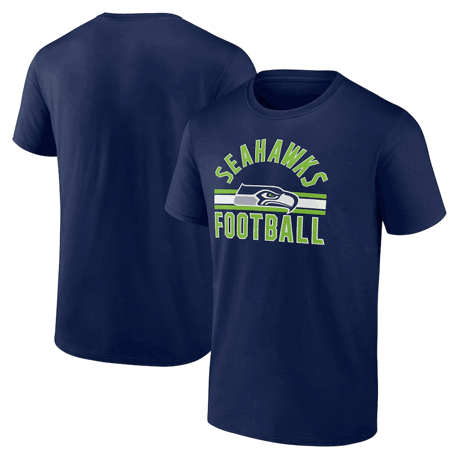 Men's Seattle Seahawks Navy Arch Stripe T-Shirt